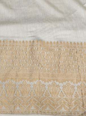 Banarasi Munga Silk With Daman ( Dyeable )/ Banarasi dyeable fabrics