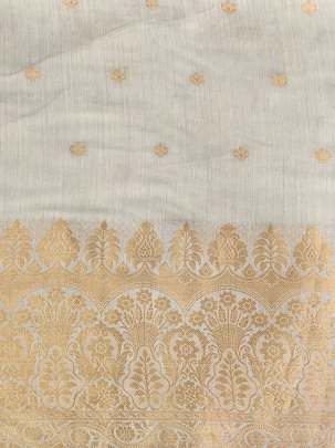 Banarasi Munga Silk With Daman ( Dyeable )/ Banarasi dyeable fabrics