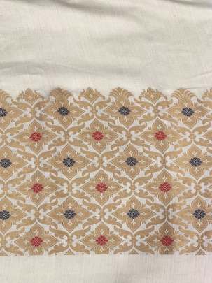 Banarasi Munga Silk With Daman ( Dyeable )/ Banarasi dyeable fabrics