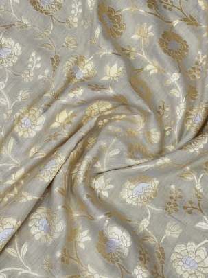 Banarasi Munga Silk With Golden & Silver Jaal Work ( Dyeable )/ 