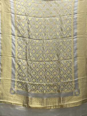 Banarasi Munga Crepe Tissue Duppata With Daman ( Dyeable)/ Banarasi Duppatas 