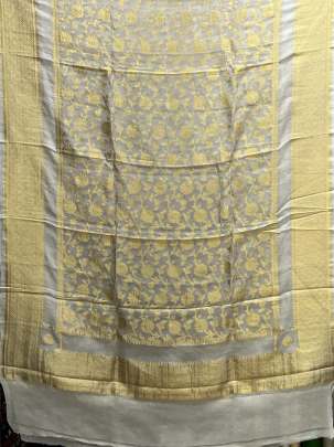 Banarasi Munga Crepe Tissue Duppata With Daman ( Dyeable)/ Banarasi Duppatas 