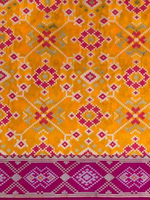 Banarasi Patola With Daman Saffron Yellow/ Pure Banarasi fabrics