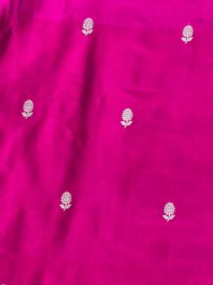 Banarasi Pure Silk Magenta Rani/ Katan Silk Fabrics