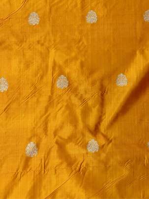 Banarasi Pure Silk Saffron Yellow/ Katan Silk Fabrics