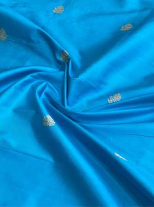 Banarasi Pure Silk Sky Blue/ Katan Silk Fabrics