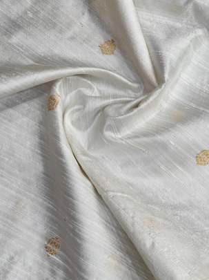 Banarasi Raw Silk With Golden Butti  ( Dyeable )/ Pure Banarasi fabrics