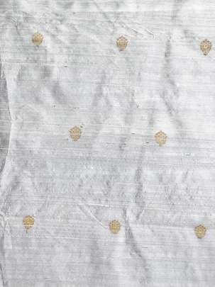 Banarasi Raw Silk With Golden Butti  ( Dyeable )/ Pure Banarasi fabrics