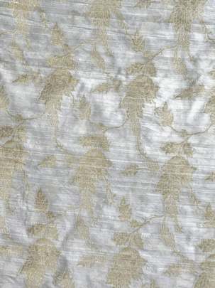 Banarasi Raw Silk With Golden Jaal Work ( Dyeable )/ Pure Banarasi fabrics