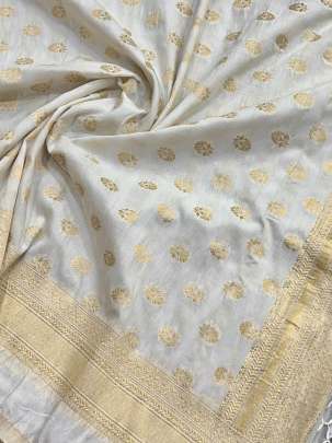 Banarasi Viscose Munga Silk Duppata With Daman ( Dyeable)/