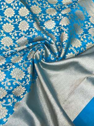 Banarasi duppata with fine golden zari work - Blue/ 