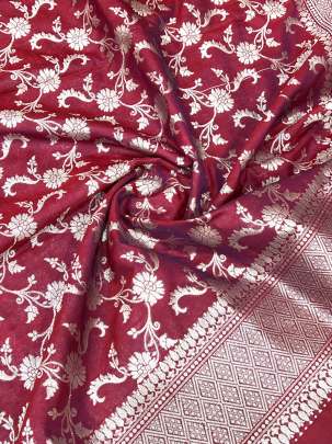 Banarasi duppata with fine golden zari work - Maroon/