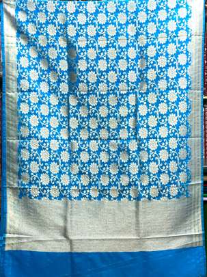 Banarasi duppata with fine golden zari work - Blue/ Banarasi Duppatas 