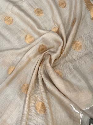 Banarasi munga silk duppata with golden banarasi work & daman ( Dyeable )/ 