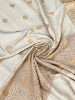 Banarasi munga silk duppata with golden banarasi work & daman ( Dyeable )/ Banarasi Duppatas 