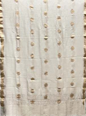 Banarasi munga silk duppata with golden banarasi work & daman ( Dyeable )/ Banarasi Duppatas 