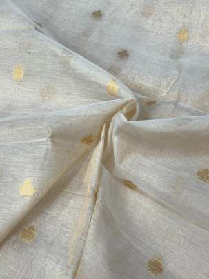 Banarasi tissue with golden zari butti work/