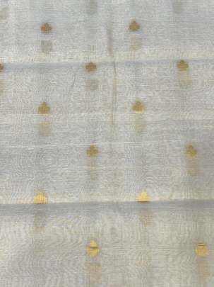 Banarasi tissue with golden zari butti work/ Pure Banarasi fabrics