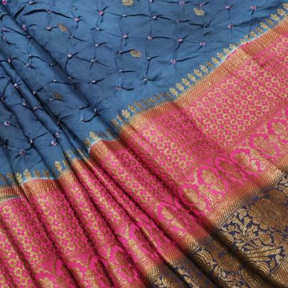 Bandhej with banarasi butti & border fabric/ Pure Banarasi fabrics