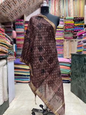 Chanderi handblocked printed duppata/