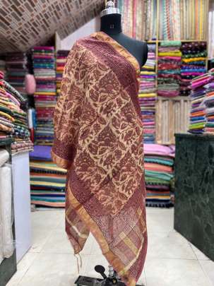 Chanderi handblocked printed duppata/