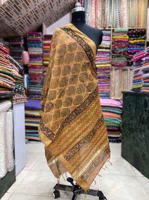 Chanderi handblocked printed duppata/ 