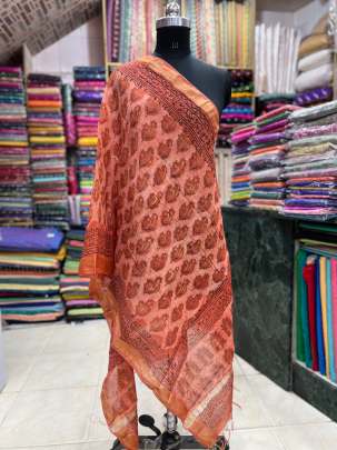 Chanderi handblocked printed duppata/ Printed duppatas