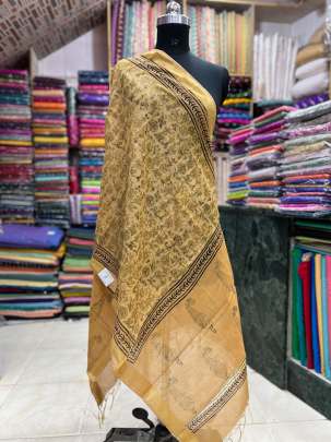 Chanderi handblocked printed duppata/ 