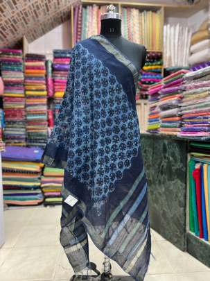 Chanderi handblocked printed duppata/