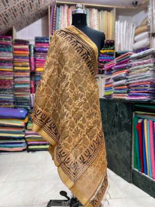 Chanderi handblocked printed duppata/