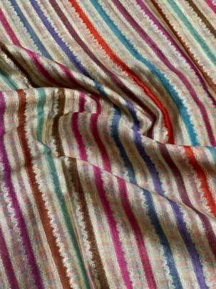 Chiniya Silk Multi-Colour Stripes With Banarasi Work/ Pure Banarasi fabrics