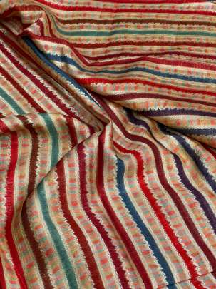 Chiniya Silk Multi-Colour Stripes With Banarasi Work/ Pure Banarasi fabrics