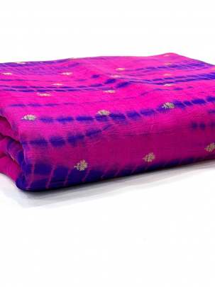 Chiniya silk Shibori with golden Banarasi butti - Rani/