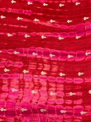 Chiniya silk Shibori with golden Banarasi butti - Red/ Pure Banarasi fabrics