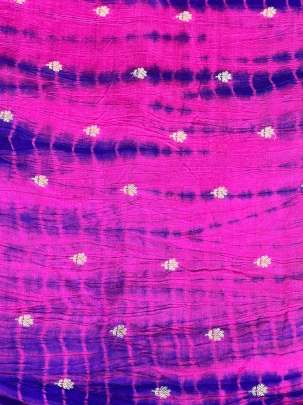 Chiniya silk Shibori with golden Banarasi butti - Rani/ Pure Banarasi fabrics