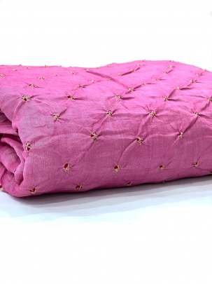 Chiniya silk bandhej fabric - Pink/ Banarasi Bandhej 