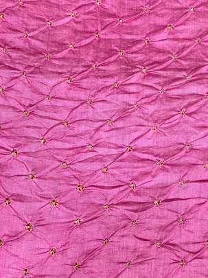 Chiniya silk bandhej fabric - Pink/ Banarasi Bandhej 