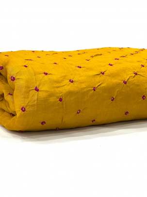 Chiniya silk bandhej fabric - Yellow/ Banarasi Bandhej 