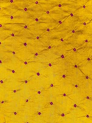 Chiniya silk bandhej fabric - Yellow/ Banarasi Bandhej 