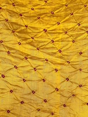 Chiniya silk bandhej fabric - Yellow/ Banarasi Bandhej 