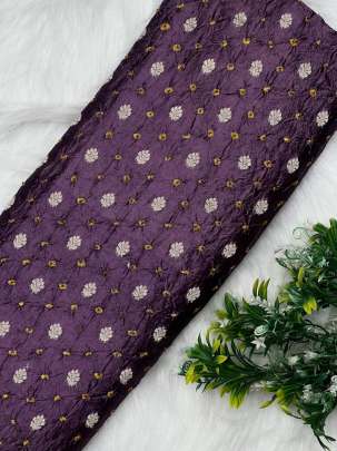 Chiniya silk bandhej with golden zari work - Lavender/ Banarasi Bandhej 