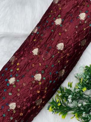 Chiniya silk bandhej with golden zari work - Maroonish Brown/ Banarasi Bandhej 