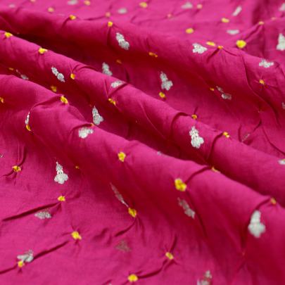 Chiniya silk bandhej with golden zari work - fabric/