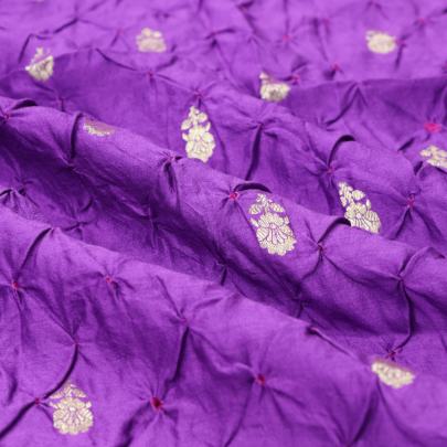 Chiniya silk bandhej with golden zari work - fabric/