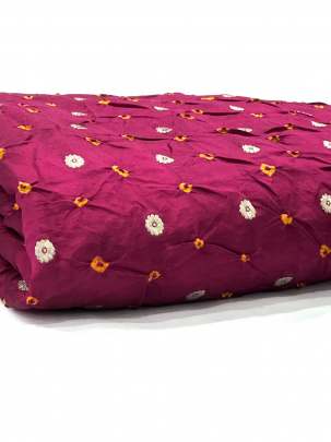 Chiniya silk bandhej with handwoven golden banarasi butti - Maroon/ Banarasi Bandhej 