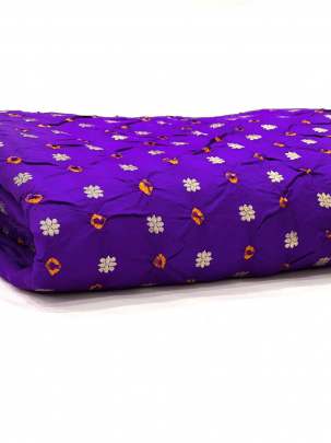 Chiniya silk bandhej with handwoven golden banarasi butti - Purple/ 