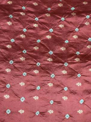 Chiniya silk bandhej with handwoven golden banarasi butti - Peach brown/ Banarasi Bandhej 