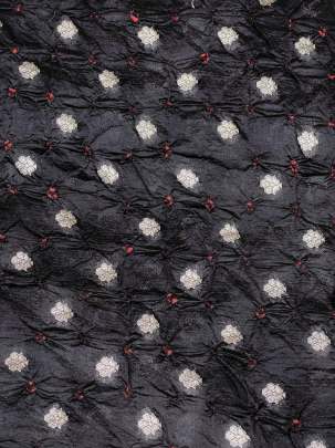 Chiniya silk bandhej with handwoven golden banarasi butti - Black/ Banarasi Bandhej 