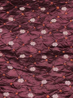 Chiniya silk bandhej with handwoven golden banarasi butti - Maroon/ Banarasi Bandhej 