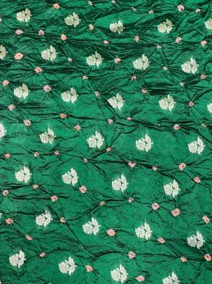 Chiniya silk bandhej with handwoven golden banarasi butti - Green/ Banarasi Bandhej 